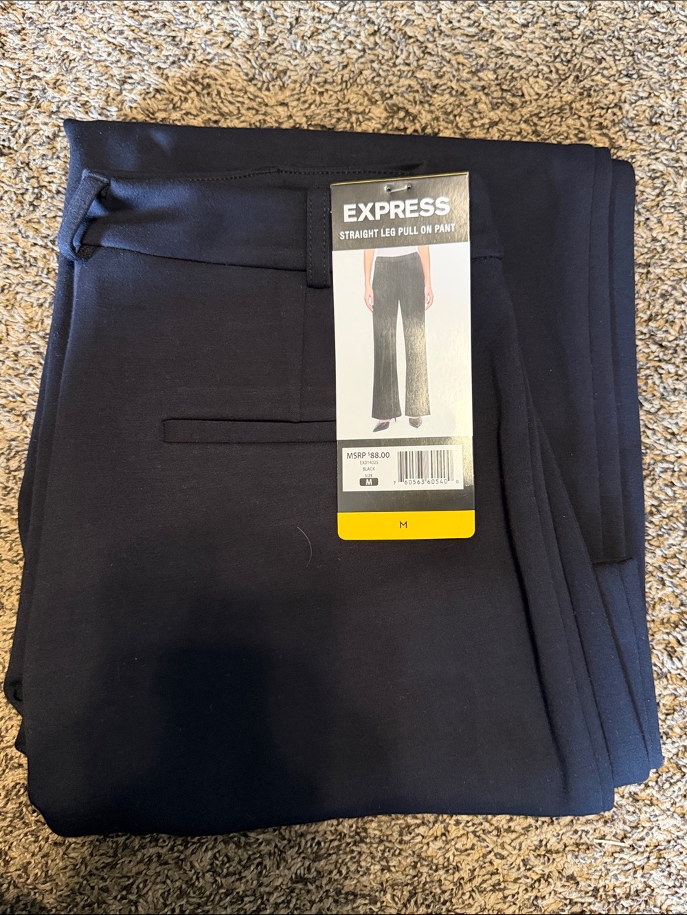 Express ladies Straight Leg Pull-On Pants - Black
